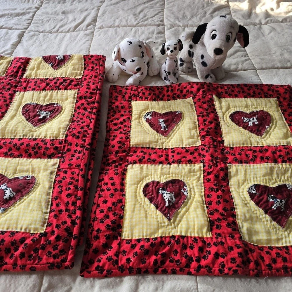 Handmade Disney 101 Dalmatians Baby Quilt Set Plush Dogs Burp Cloth‎ Gift